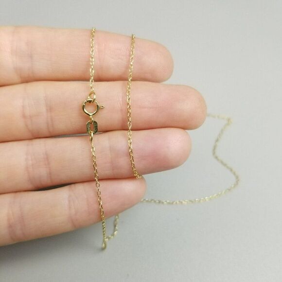 Vintage Sterling Silver Gold Wash Thin Chain Necklace, 18 Inches Long, 925 Italy - Picture 1 of 8